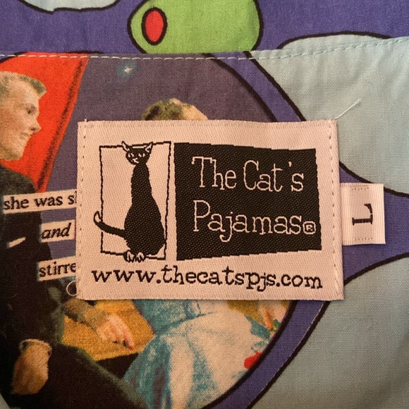 Large Cat’s Pajamas shirt & pant set for men. Bartender pattern. - Picture 3 of 7